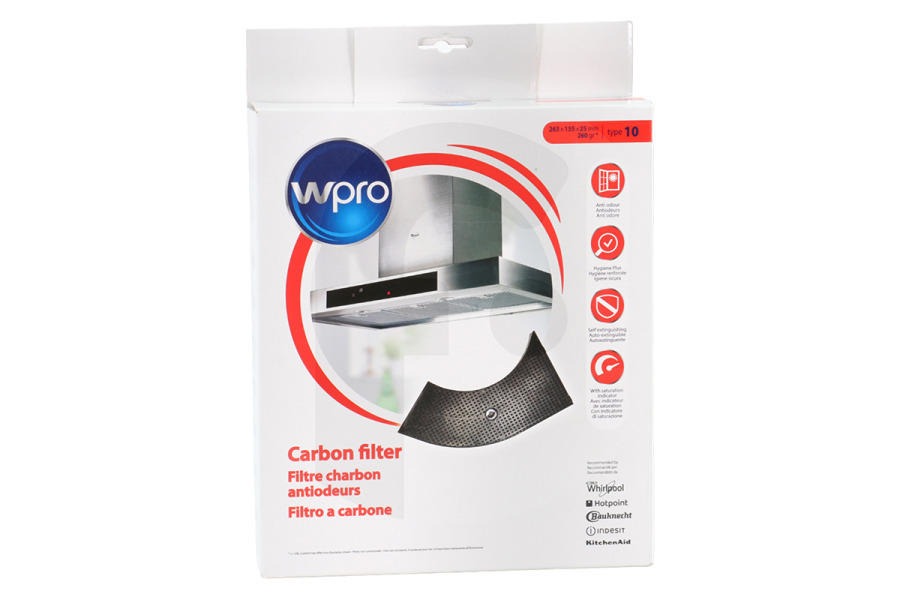 WPRO Cappa aspirante Filtro a carbone (263x135x25 mm) cappa aspirante 484000008582, CHF85