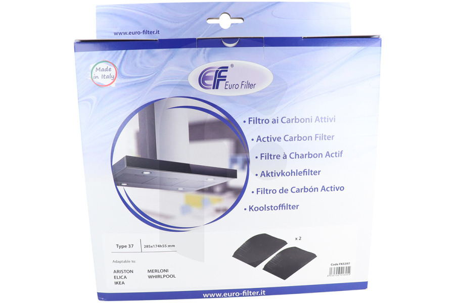 Alternatief Cappa aspirante Filtro a carbone genere 37 285x174x55mm 2 pezzi Cappa aspirante 484000008786