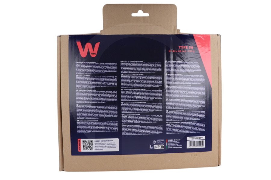 Whirlpool Cappa aspirante WPRO Filtro a carbone per Whirlpool e altri cappa aspirante 484000001058, AKB000