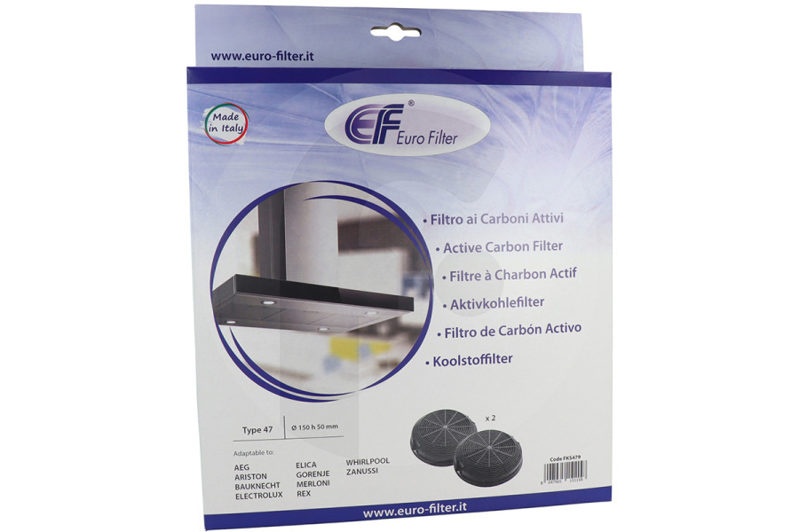 Alternatief Cappa aspirante Filtro a carbone genere 47 circolare ⌀ 150mm x 50mm 2 pezzi Cappa aspirante 484000008784