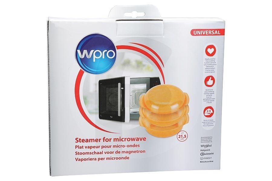 Whirlpool Microonde Vassoio per cottura al vapore (piatto per cottura al vapore) rotondo 1,5L per Whirlpool e altri microonde 623699, C00623699, STM006