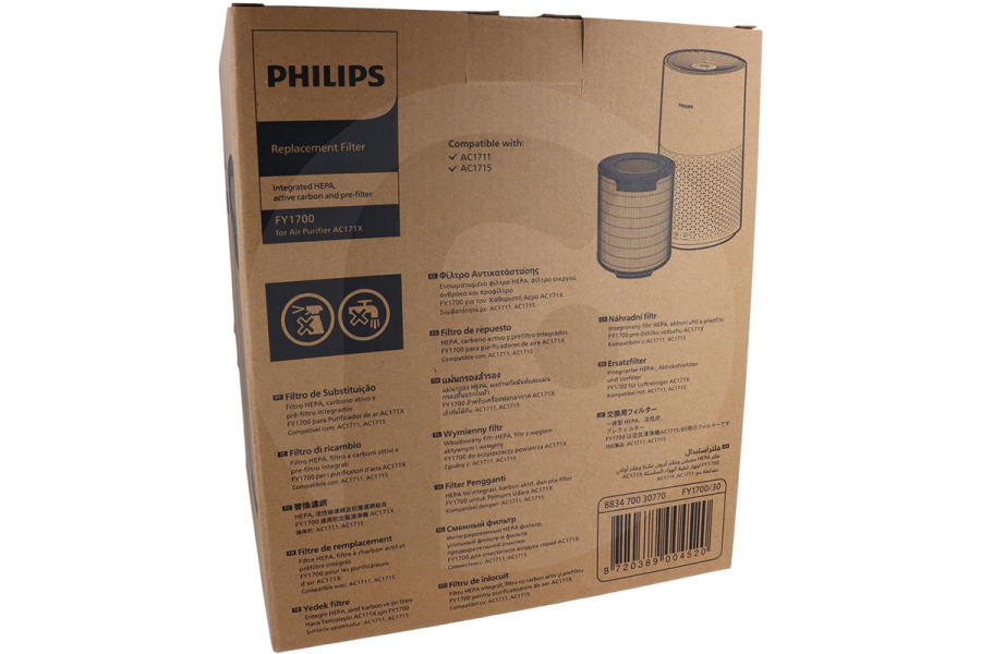 Philips Purificatore d'aria Philips Filtro di ricambio integrato 3 in 1 per Purificatore d'aria FY1700/30