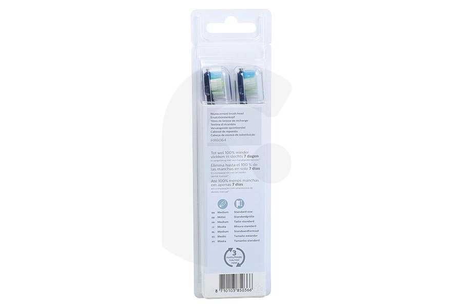 Philips  Philips cabezales W2 Optimal White 4 PZ cepillo de dientes eléctrico HX6064/10