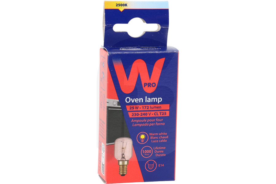 Functionica Backofen WPRO Lampe (Backofenlampe) 25W - E14 T25 bis 300°C für u.a. Whirlpool Backofen 863215, C00863215