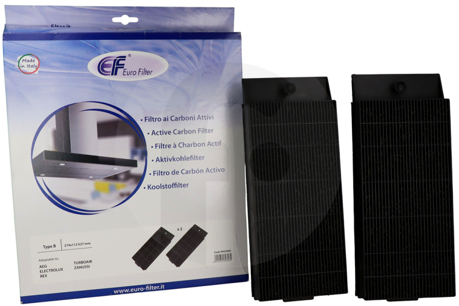 Dometic Eurofilter filtro de carbón universal (filtro de carbón activado) rectangular 2 piezas campana extractora 23407 apto para entre otros SK 600-900-KF 90
