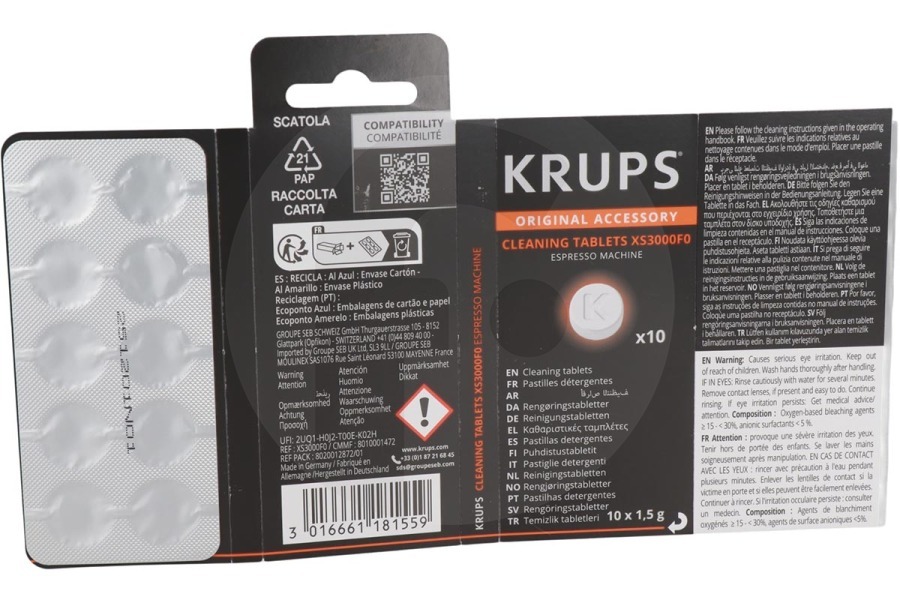 Seb Macchina del caffè Krups pastiglie detergenti per macchina da caffè XS3000