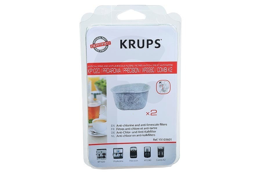 Krups Cafetera Filtro para Cafetera máquina de café YX103601 apto para entre otros KP1020, ProAroma, Precision, XP2280