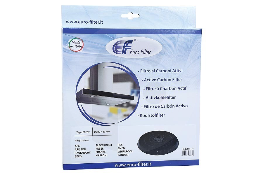 Zanussi Eurofilter filtro de carbón universal (filtro de carbón activado) redondo EFF57 campana extractora 9029793594 apto para entre otros EFF 57