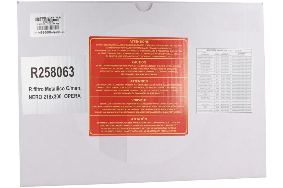 Novy filtro de grasa 218x300mm campana extractora 508900884, R258063 apto para entre otros Centina