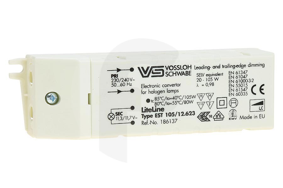 Novy 691025 Campana extractora Transformador Novy para campana extractora 563-826782 apto para entre otros D7110, D7180, D7030, D7090, D7190, D7070, D7411