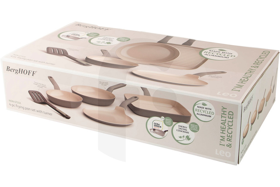 BergHOFF Cocinas y placas BergHOFF LEO 4-delige braadpannenset antikleef Balance met spatel 3950442 apto para entre otros Inducción, Halógena, Vitrocerámica, Gas